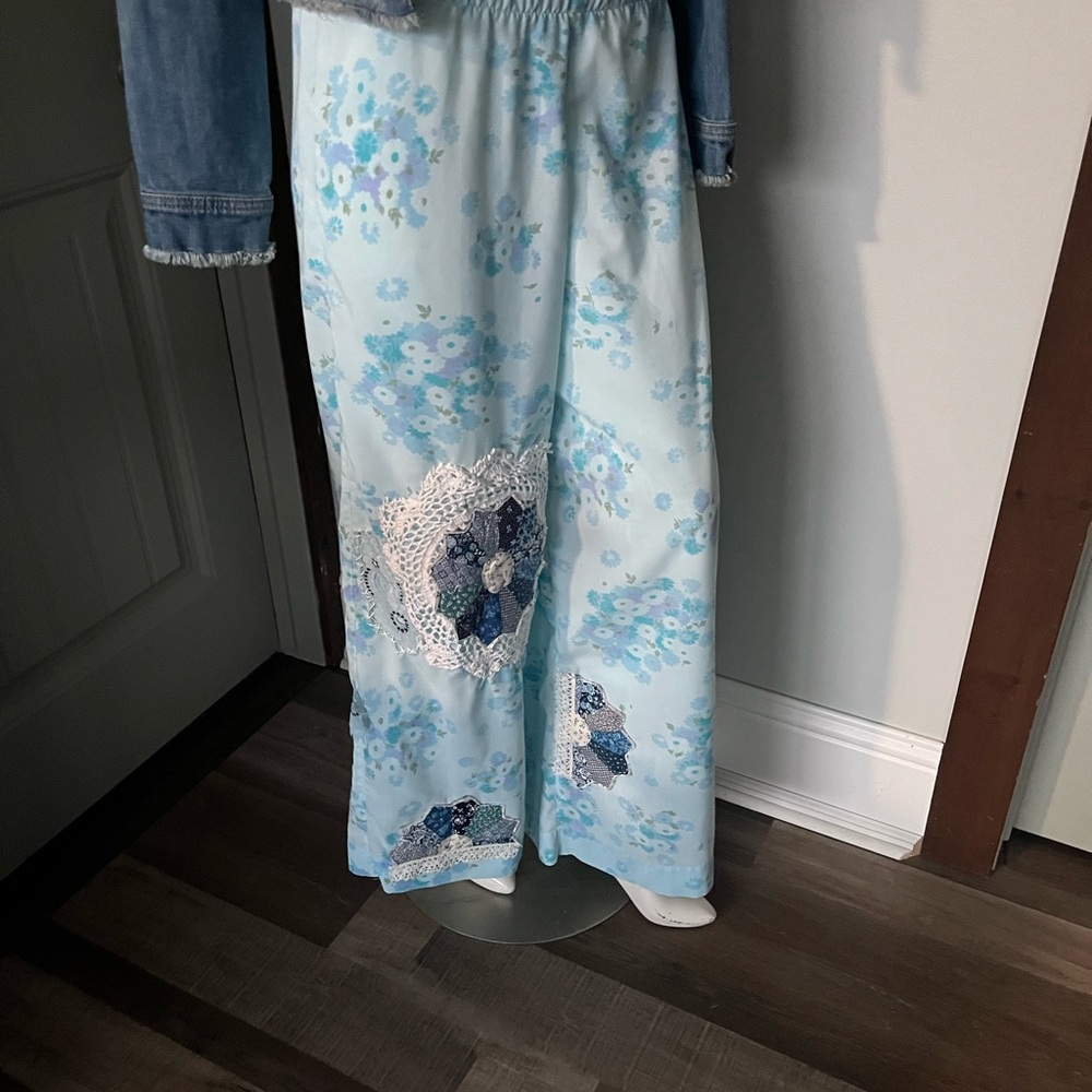 Upcycled Floral Patchwork wide leg pants